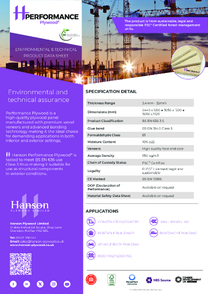 Performance Plywood® Data Sheet