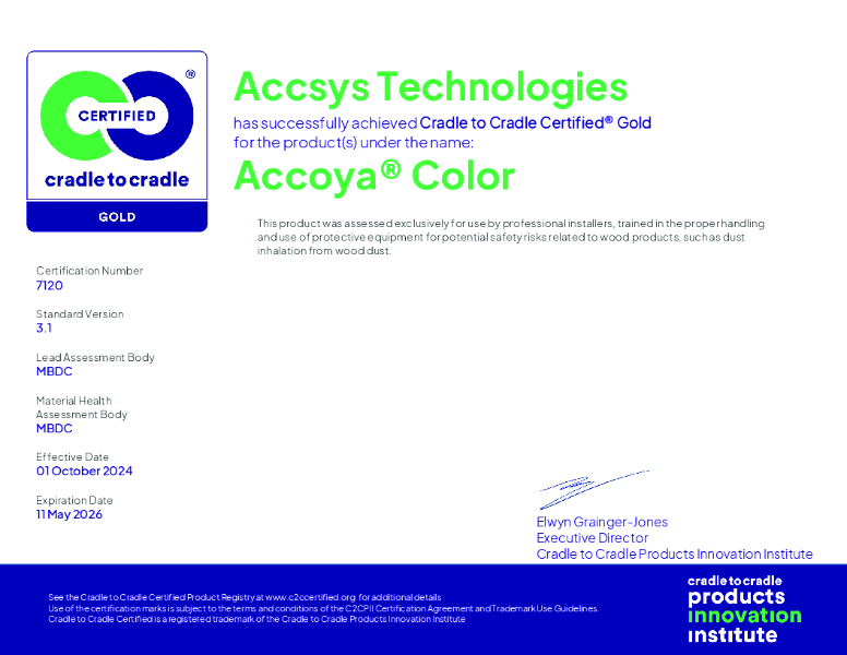 Cradle to Cradle Gold Accoya Color