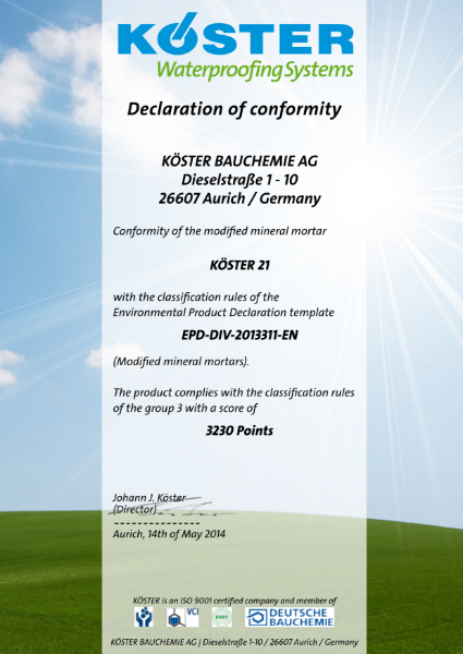 Environmental Product Declaration - Koster 21