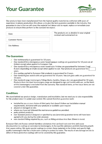 Gowercroft Domestic Guarantee