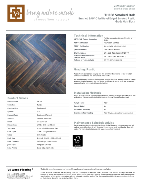 TH108 Smoked Oak I Technical Datasheet