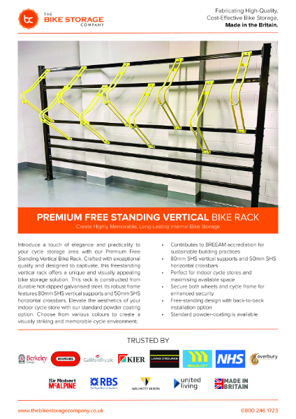 Premium Free Standing Vertical Bike Rack Information Sheet