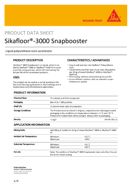 Product Data Sheet - Sikafloor 3000 Snapbooster