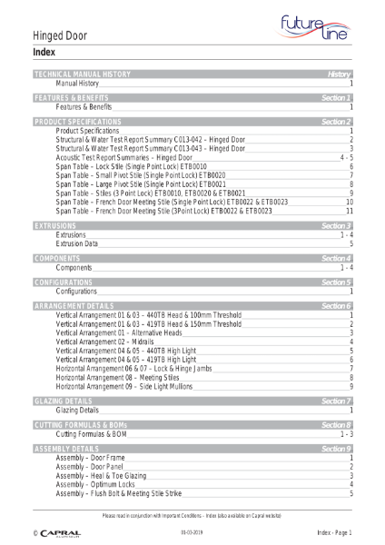 Technical Manual futureline Hinged Door Capral