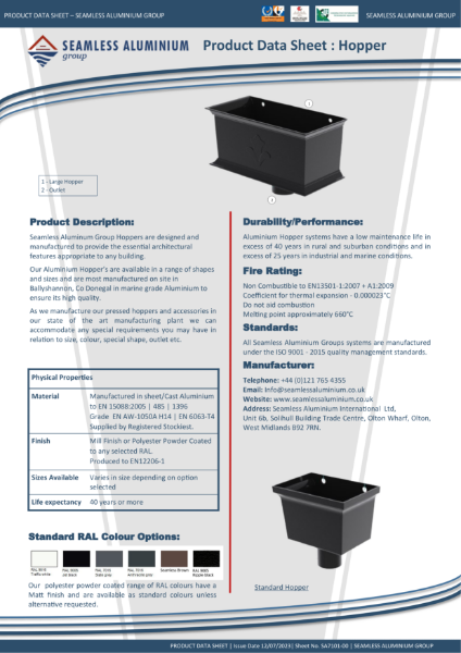 Hopper Data sheet