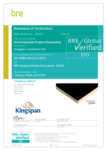 BREG EN EPD No: 000323 | Kingspan Insulation | NBS Source