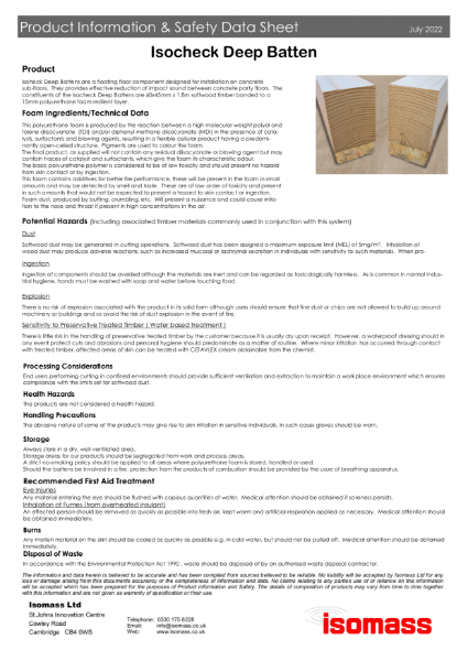 Isocheck Deep Batten - Safety Data Sheet