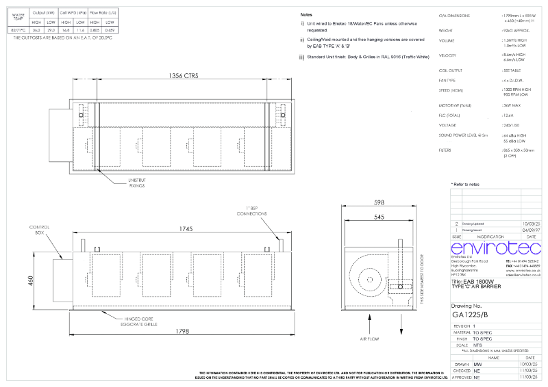 GA1225B - EAB 1800W TYPE C AIR BARRIER