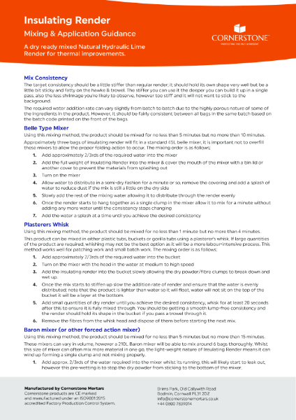 Insulating Render - Mixing and Application Guidance