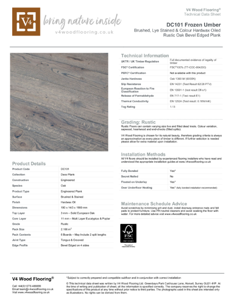 DC101 Frozen Umber I Technical Datasheet