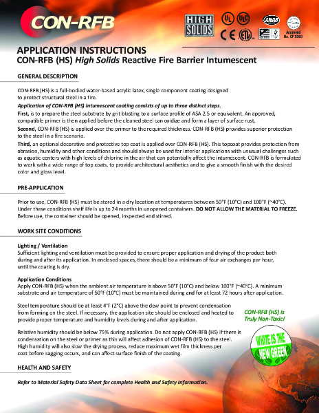 Application Instructions High Solids CON-RFB
