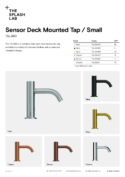 Sensor Deck Mounted Tap / Small - Datasheet