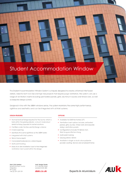 AluK Student Accommodation Window System Datasheet