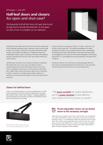 Half-leaf doors and closers: An open and shut case?