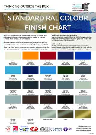 The Safety Letterbox Company - Standard RAL Colour Chart
