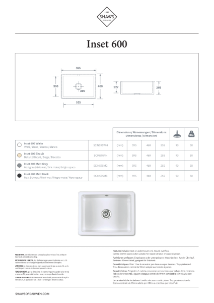 Inset 600 Kitchen Sink - PDS