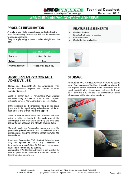 Technical Data Sheet (TDS) - IKO PVC Contact Adhesive