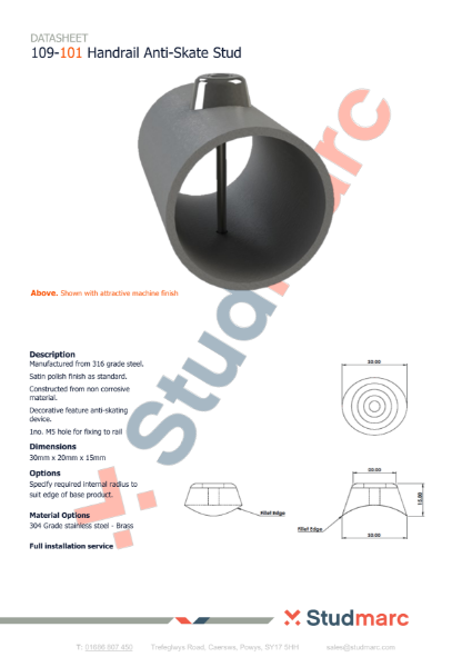 Handrail Anti-Skate stud - Datasheet