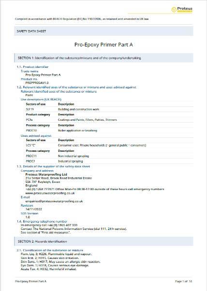 Safety Data Sheet - Pro-Prime® Epoxy (Part A)
