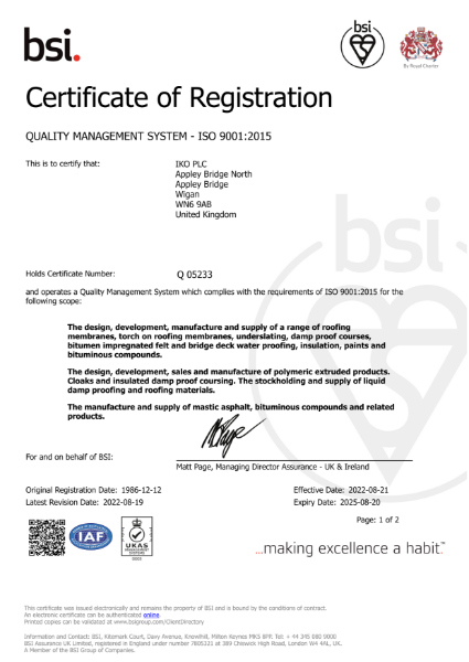 IKO PLC ISO 9001 Certificate