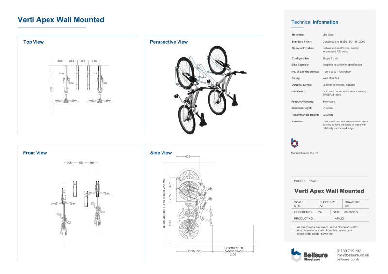 Verti Apex (Wall Mounted) Technical Sheet