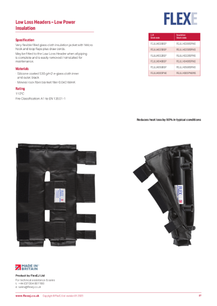 Product Data Sheet - Low Loss Headers - Low Power Insulation