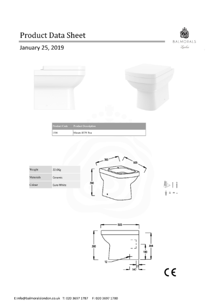 Minuto Back to Wall - Product Datasheet