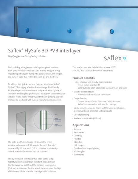 Saflex Flysafe 3D Product bulletin