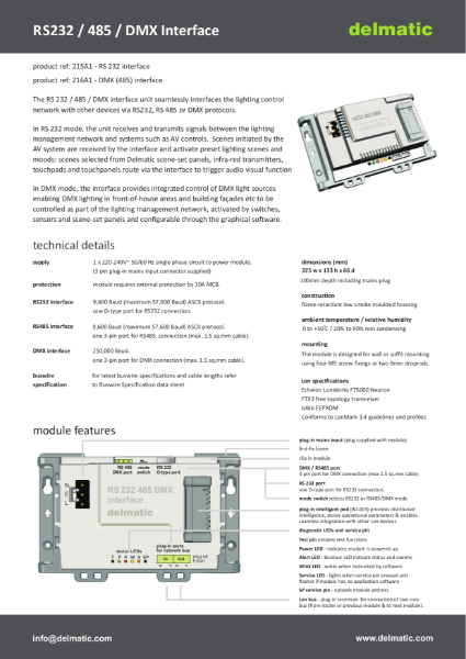 Delmatic - RS232 / 485 / DMX Interface