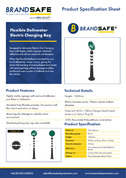 Flexi Delineator EV Charging - Brandsafe Spec Sheet