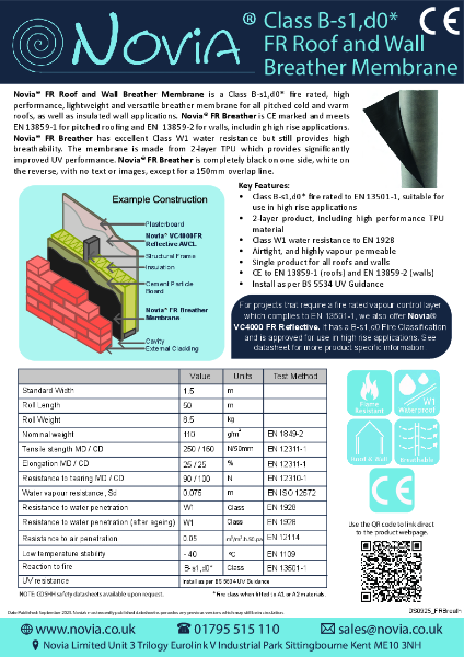 Novia FR Roof and wall Breather Membrane Datasheet