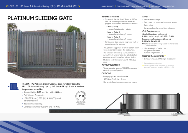 LPS1175 Platinum Sliding Gate range