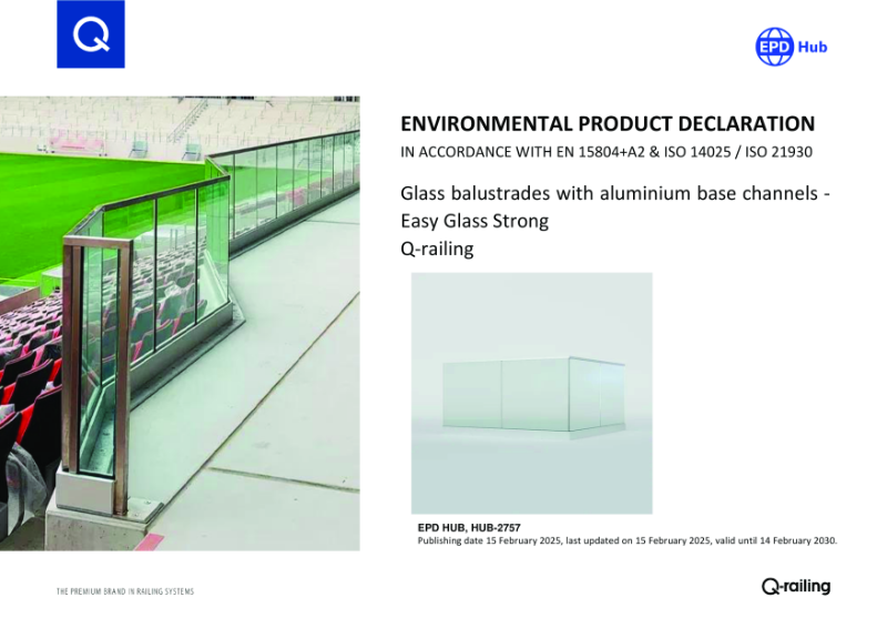 EPD - Glass balustrades with aluminium base channels - Easy Glass Strong