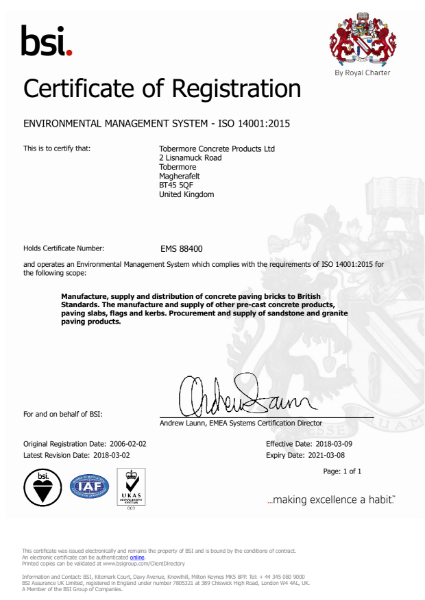 ISO 14001:2015 Certificate