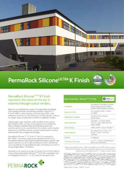 PermaRock SiliconeUltra Through Coloured K Textured Render (self-cleansing nano-quartz, colour-fast renders)