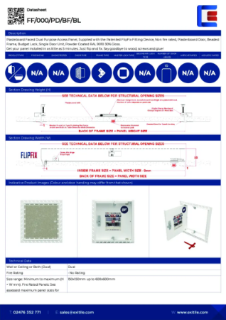 Datasheet - FlipFix Plasterboard Door - Non Fire Rated