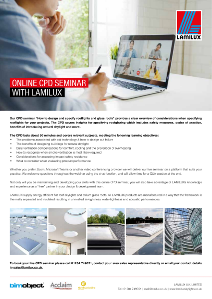 Book a CPD with LAMILUX