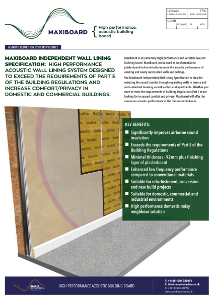 SRS Maxiboard Independent Wall Lining Data Sheet