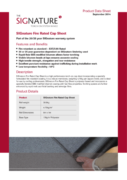 SIGnature Bitumen Roof Membrane Fire Rated Cap Sheet Datasheet