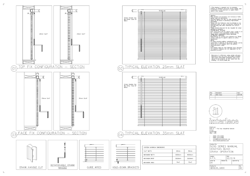 5000 Series Venetian Blind - Drawing Manual Crank