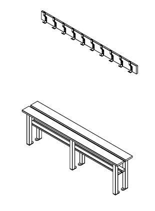 WA/FS Series Freestanding Bench With Peg Rail