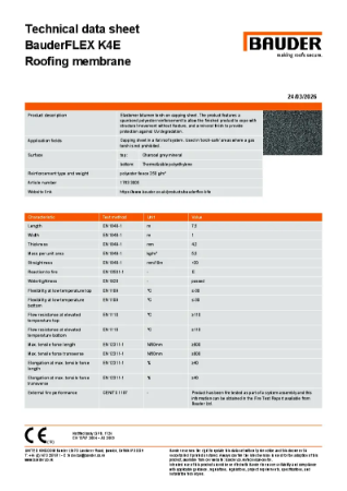 BauderFLEX K4E Roofing membrane (Charcoal grey)