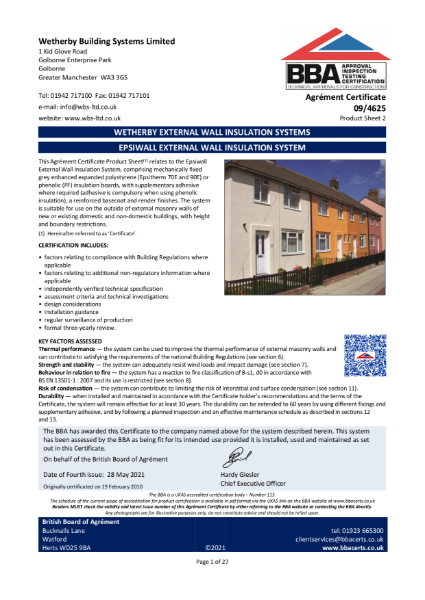 Epsiwall External Wall Insulation System 09/4625 - PS2