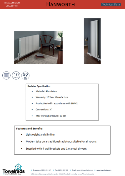 Towelrads Hanworth Aluminium Radiator