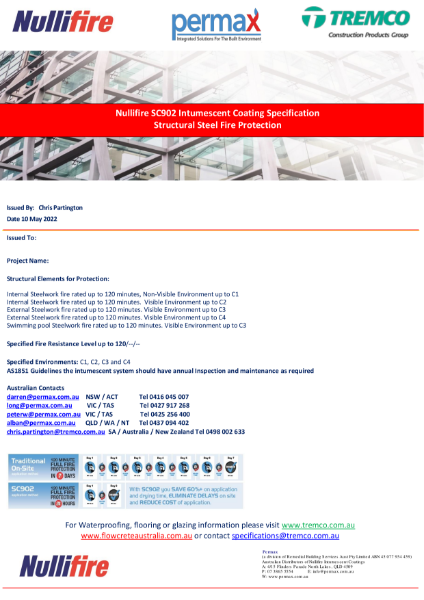 Nullifire SC902 Intumescent Coating Specification
Structural Steel Fire Protection