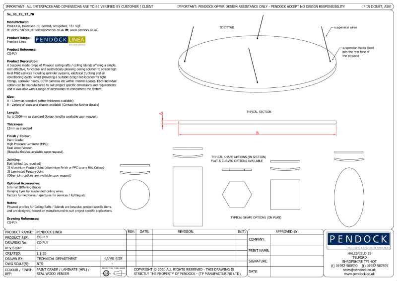 Pendock Linea - Building Linings - Ceiling Rafts & Linings Ply