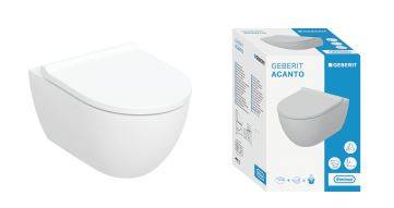 Geberit Acanto Wall-Hung WC Set, Washdown, Shrouded, Turboflush, With WC Seat - Wall-hung WC