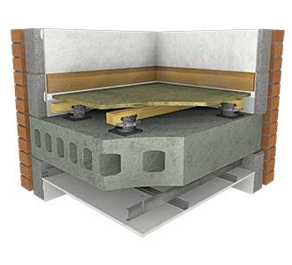 Acoustic Floor pedestal - Isocheck Adjustable Acoustic Cradle - Adjustable suspended acoustic floor