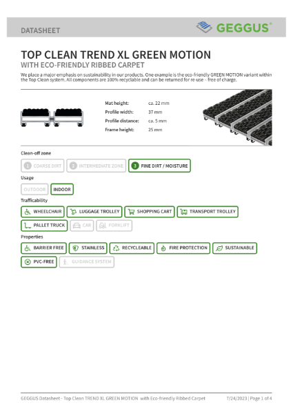 Technical Data Sheet - Top Clean Trend XL Green Motion