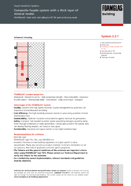 TDS_2.2.1_Facade - FOAMGLAS Insulation with Render Mechanically Fastened